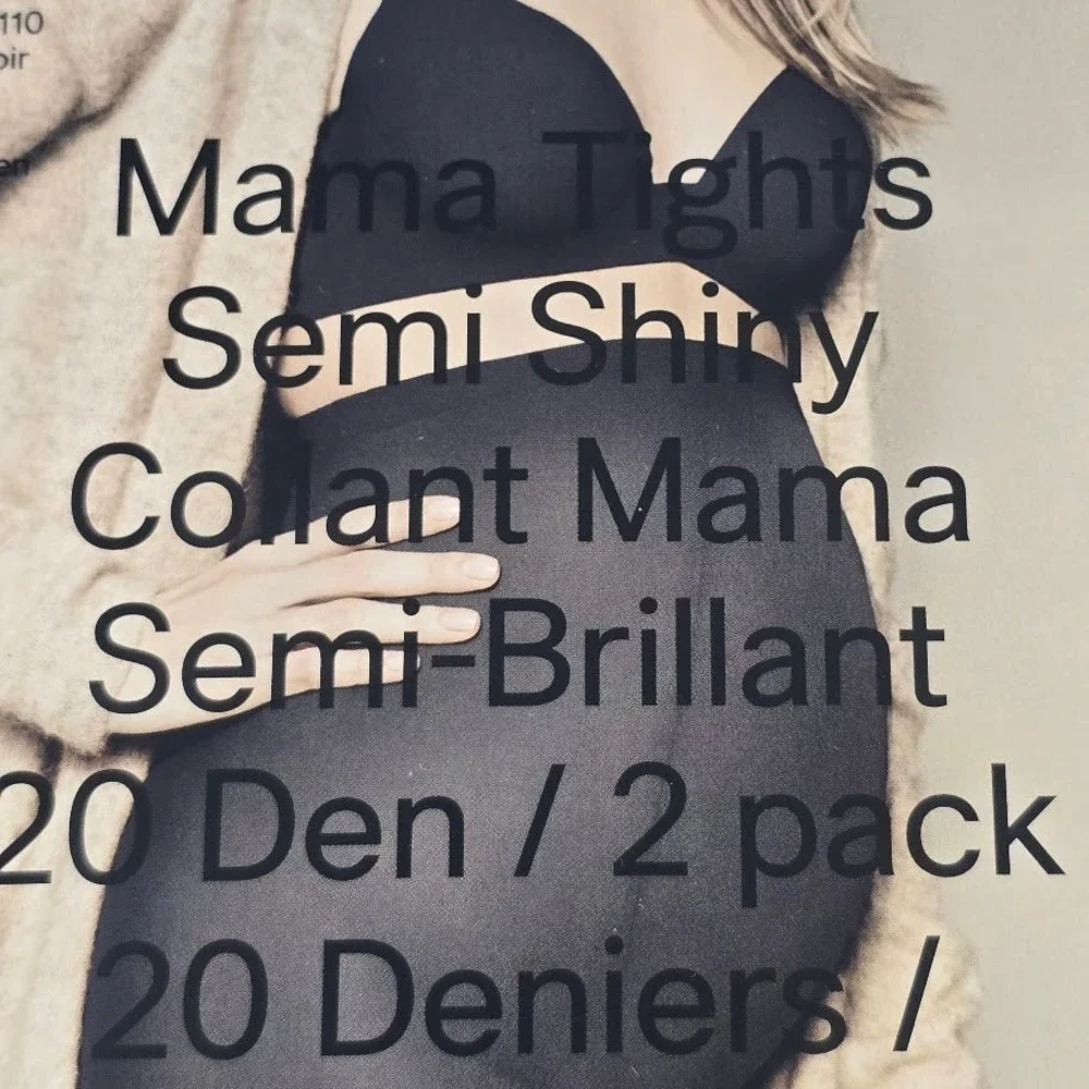 H&M Mama Tights Black Semi Shiny 2-Pack Women M Maternity Hosiery Invisible Toe‎